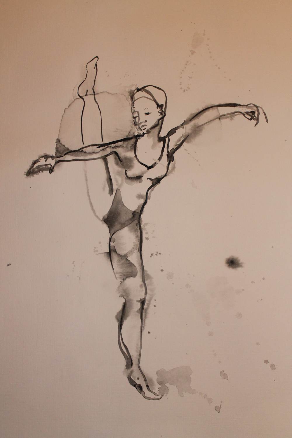 Ballerina I, Tuschezeichnung von Anne Mahler de Navia, Akt