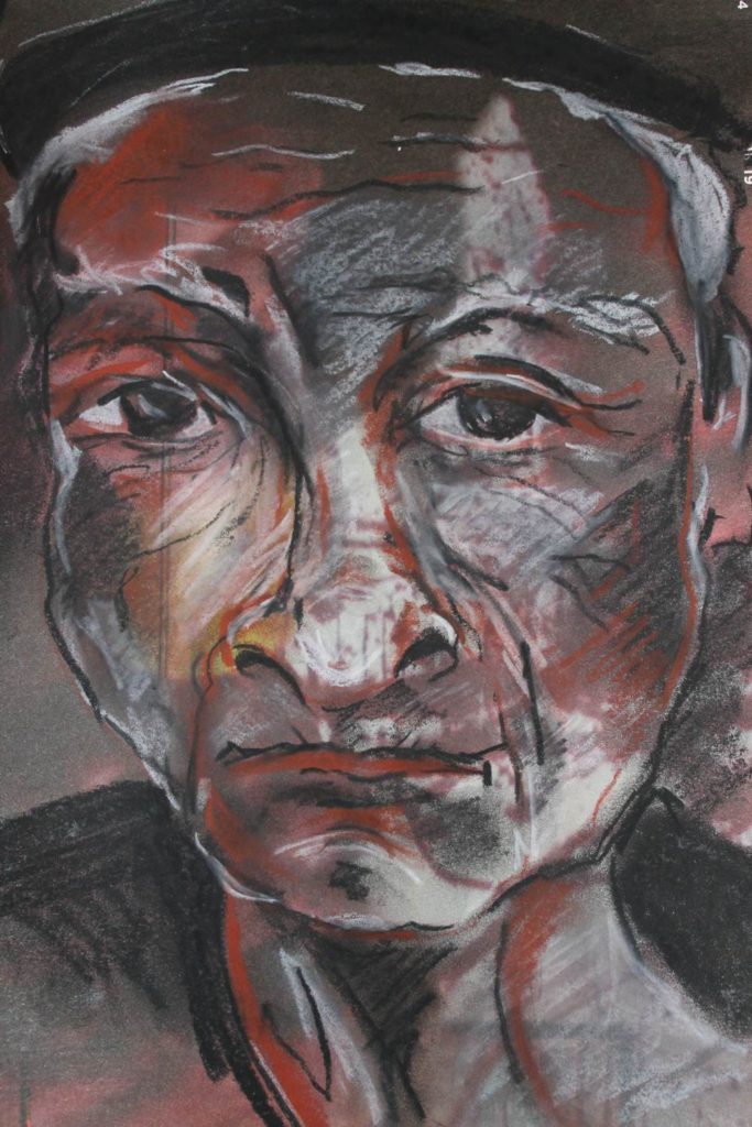 Alter Mann, Rötel- und Kohlezeichnung von Anne Mahler de Navia