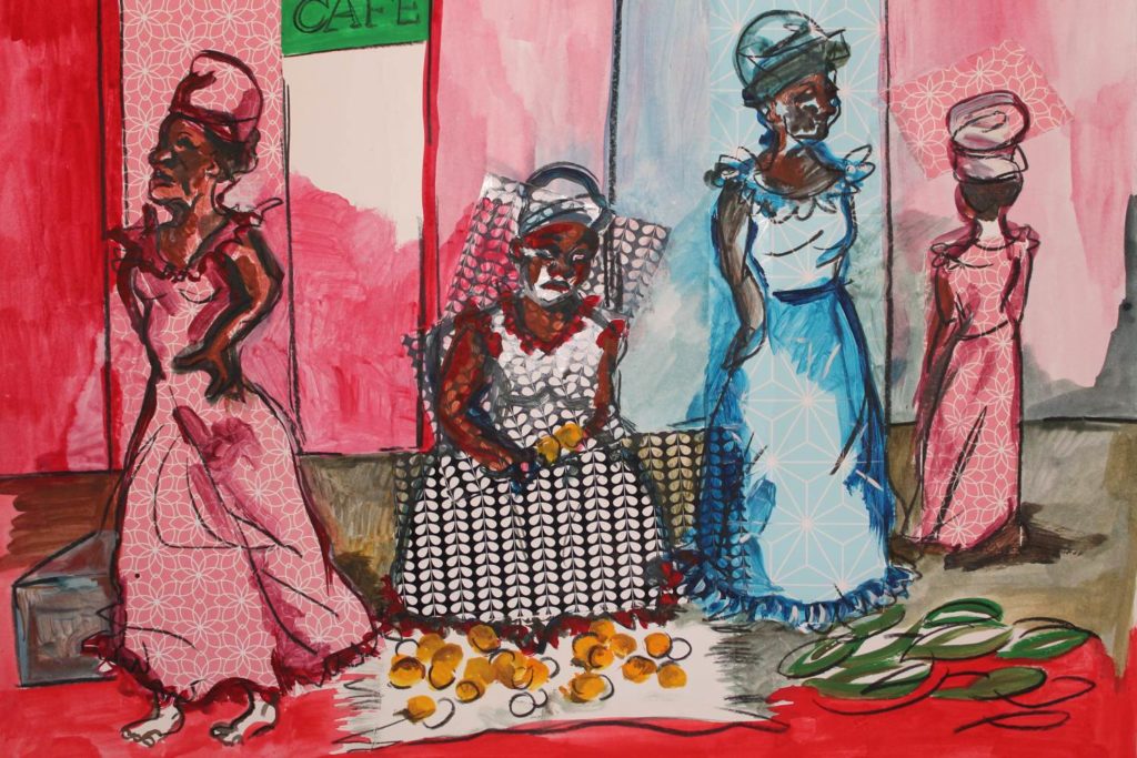 Auf dem Markt, Collage von Anne Mahler de Navia