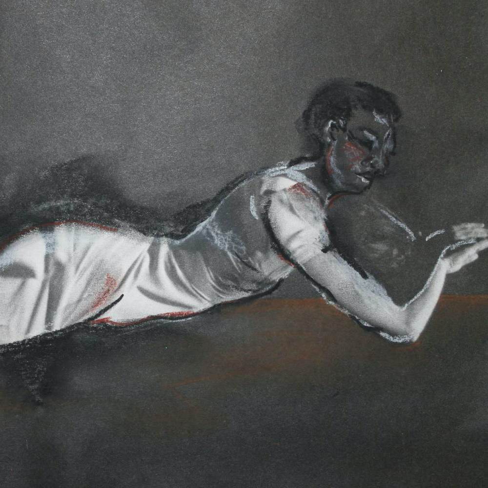 Liegende, Kohlezeichnung von Anne Mahler de Navia